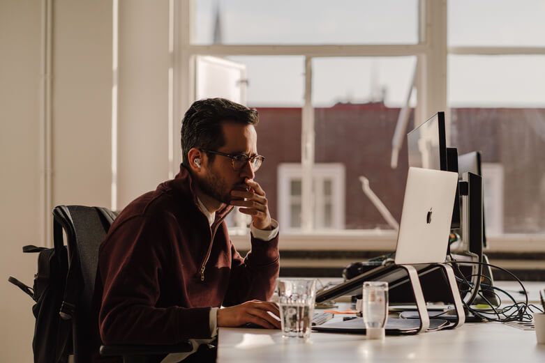 Portrait of Michael Danker, Co-Founder and Digital Director at Verve, in his personal workspace. A candid look at the person behind Verve's digital vision and thought leadership in brand and digital design