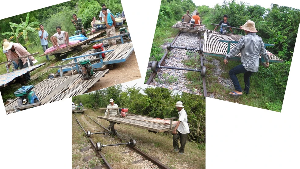 Trenes de bambú, una curiosidad camboyana