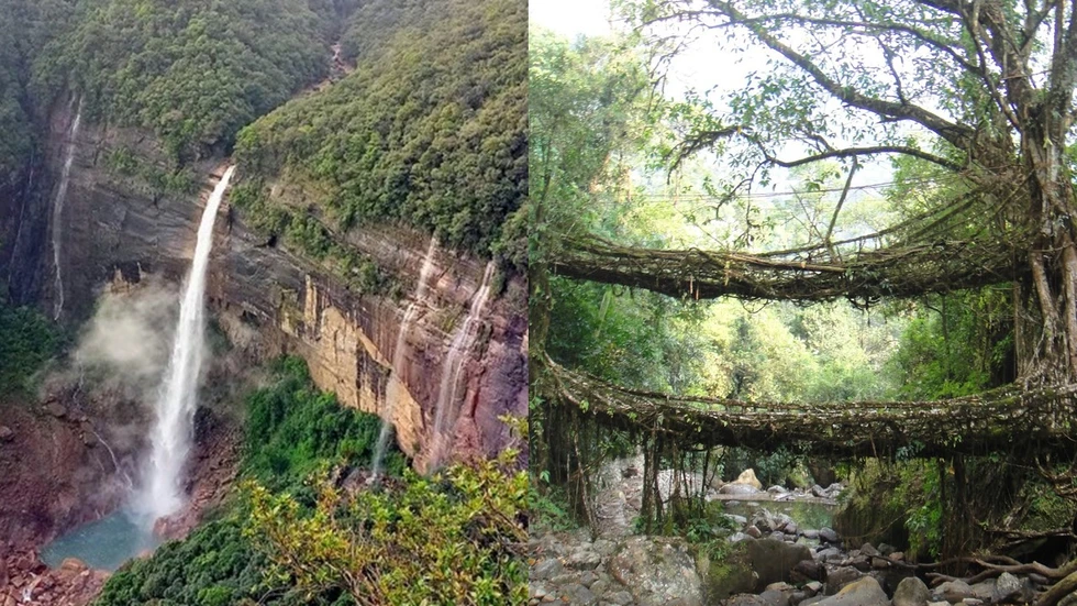 Meghalaya, tierra de lluvias, cuevas, megalitos, cascadas y puentes colgantes en los árboles...