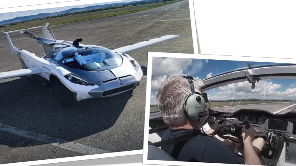 Un coche volador futurista...