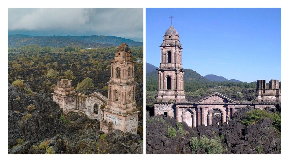 La iglesia sepultada por el Paricutín...