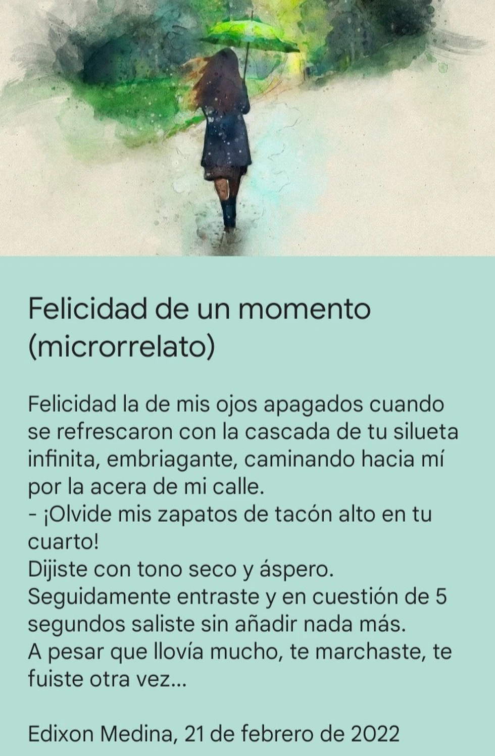 Felicidad de un momento (microrrelato)