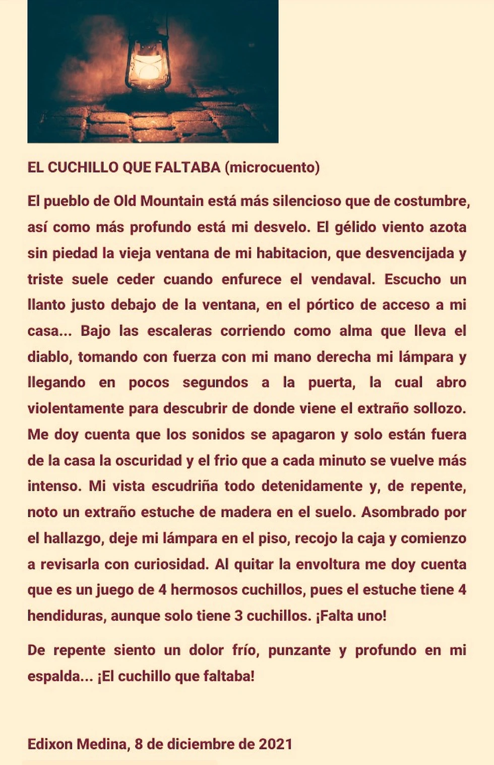 El cuchillo que faltaba (microcuento)