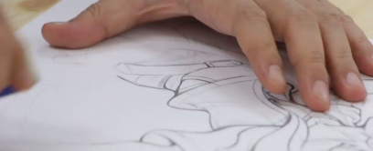 Tetsuya Nomura making a sketch of Sora from Kingdom Hearts