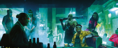 Concept art of Doing Business from the video game Cyberpunk 2077