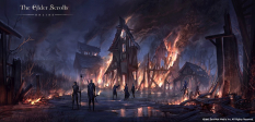 Burning buildings artwork for The Elder Scrolls Online