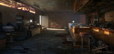 Concept art of the interior of a diner for The Last of Us
