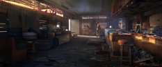 Environment concept art of a diner for The Last of Us by Eytan Zana