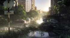 Artwork of a flooded street for The Last of Us