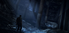 Concept art of a lobby in the outskirts for The Last of Us