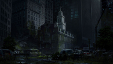 Concept art of an old state house in the outskirts for The Last of Us