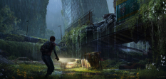 Concept art of an overpass in the outskirts for The Last of Us