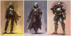 Concept art of 3 guardians for Destiny