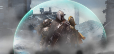 Concept art of 3 guardians in a force shield for Destiny