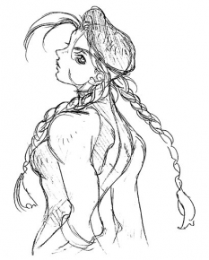 Concept art of Cammy for Super Street Fighter II Turbo