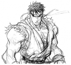 Concept art of Ryu for Super Street Fighter II Turbo