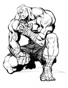Concept art of Sagat for Super Street Fighter II Turbo