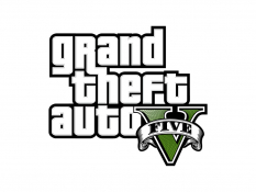 Logo for Grand Theft Auto V with white background