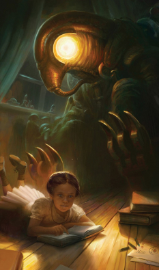 Concept art of Young Elizabeth and Songbird for Bioshock Infinite