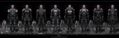 Concept artwork of Armor Designs for Mass Effect 3 by Benjamin Huen