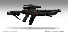 Concept artwork of Batarian Kishock Harpoon for Mass Effect 3 by Brian Sum