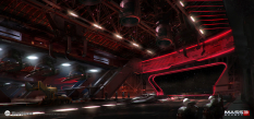 Concept artwork of Hangar Bay for Mass Effect 3 by Brian Sum