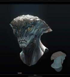 Concept artwork of Prothean Face Design for Mass Effect 3 by Benjamin Huen