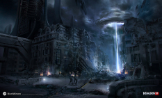Concept artwork of Reaper Invasion London for Mass Effect 3 by Brian Sum
