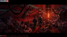 Concept artwork of Red Hallway for Mass Effect 3 by Matt Rhodes