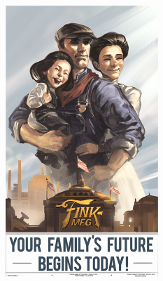 Concept art of a Finkton propaganda poster for Bioshock Infinite by Ben Lo