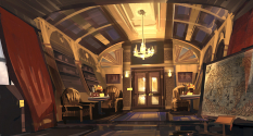 Concept art of the First Lady interior for Bioshock Infinite by Ben Lo