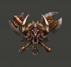 Concept art of the barbarian crest for Diablo III