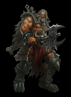 Concept art of a male barbarian for Diablo III by Phroilan Gardner