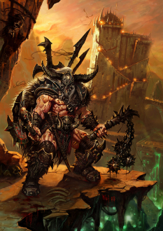 Concept art of a male barbarian for Diablo III by Wei Wang