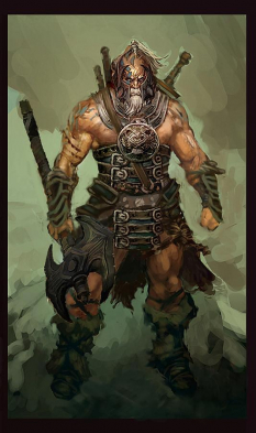 Concept art of a male barbarian for Diablo III
