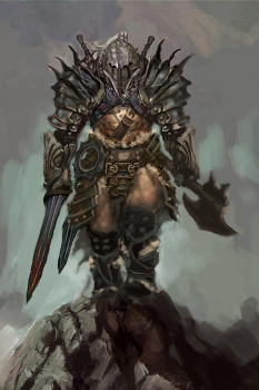 Concept art of a male barbarian for Diablo III