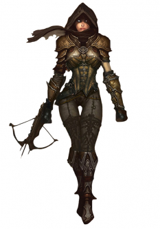 Concept art of a female demon hunter for Diablo III