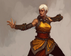 Concept art of a female monk for Diablo III