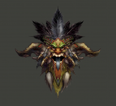 Concept art of the witch doctor crest for Diablo III