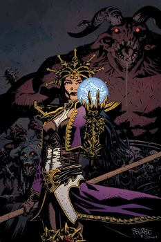 Concept art of a female wizard for Diablo III by Duncan Fegredo