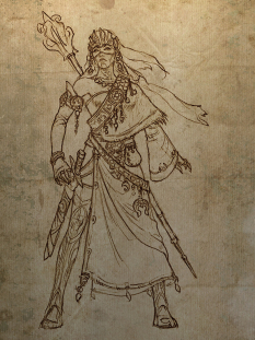 Concept art of a female wizard for Diablo III