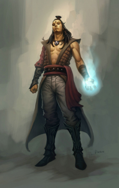 Concept art of a male wizard for Diablo III by Phroilan Gardner
