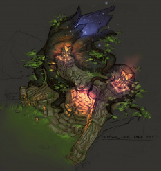 Concept art of an environment for Diablo III by Victor Lee