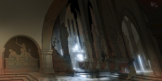 Cathedral interior concept art for Diablo III