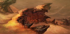 Desert cliff concept art for Diablo III