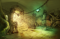 Tristram tunnels concept art for Diablo III by Victor Lee