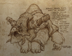 Horned ground sloth concept art for Diablo III by Victor Lee