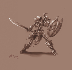 Skeleton shieldman concept art for Diablo III