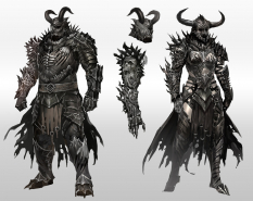 Concept art of armor concept for Guild Wars 2 by Kekai Kotaki