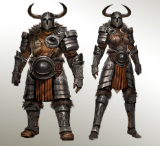 Concept art of norn heavy armor for Guild Wars 2 by Kekai Kotaki